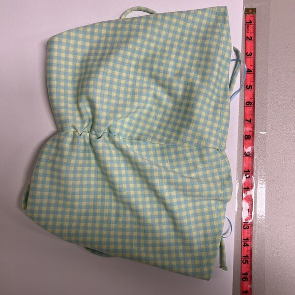 Elodie Gingham Halter Top XL Green Yellow Ruched Crop Tank Y2K Festival Cami - Picture 9 of 10